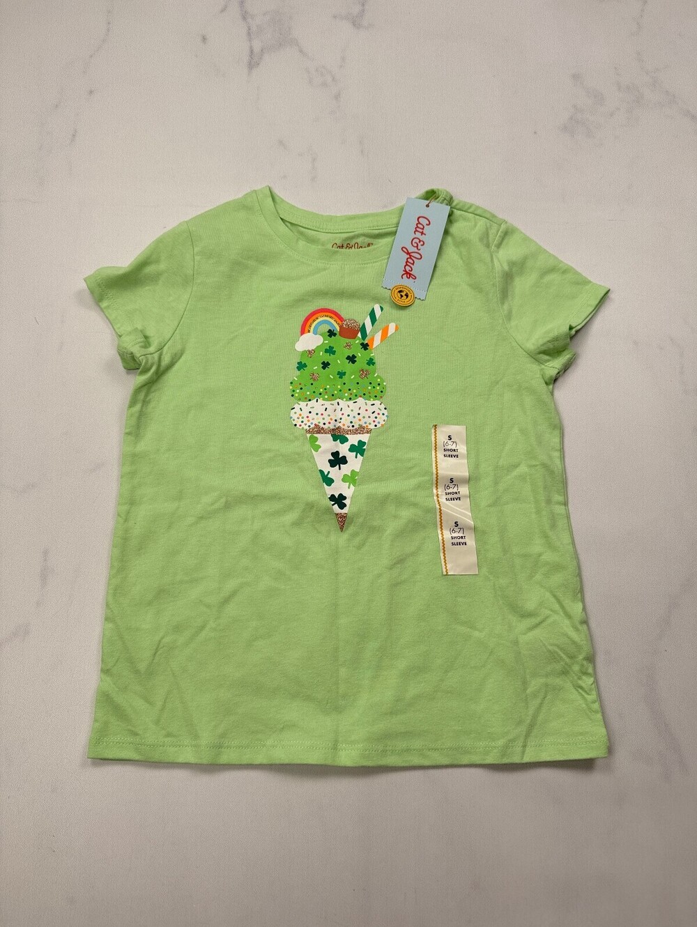 Cat & Jack Ice Cream Graphic Tee Green 2010s Graphic - Girls S 6(7)